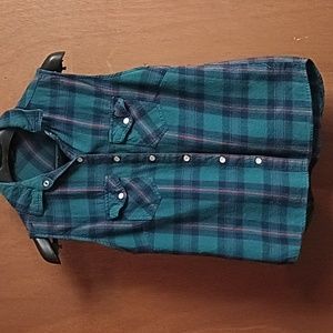 Collared Sleeveless Button up Plaid Flannel